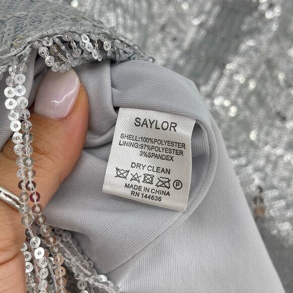 SAYLOR | Persephone Top & Mini Skirt Set in Platinum Silver Sequin Disco S - Picture 16 of 16